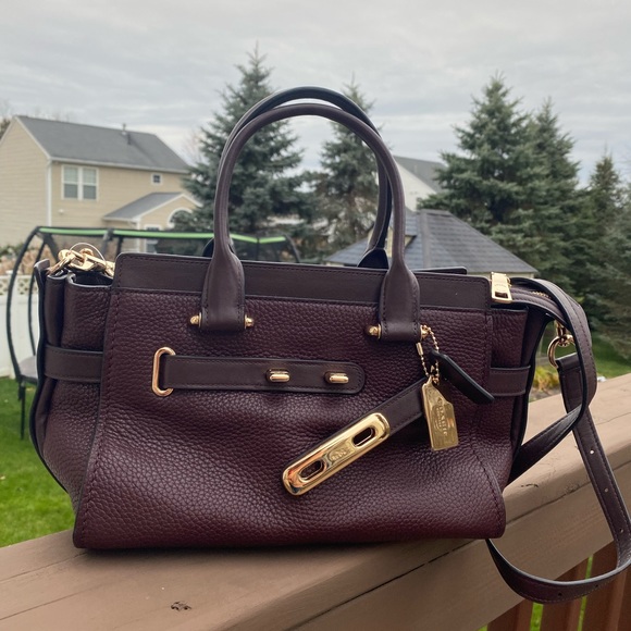 Coach Swagger Carryall Handbag Crossbody Oxblood - Picture 6 of 13